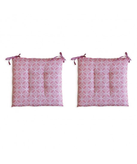 O\'CBO Lot de 2 galettes de chaises RELAX GEOMETRICO 38x38 cm  Rose