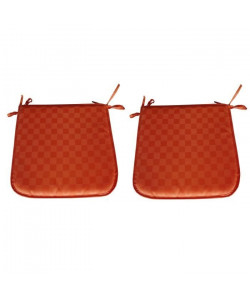 O\'CBO Lot de 2 Galettes de chaises DAMIER 39x39 cm  Orange