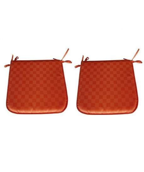 O\'CBO Lot de 2 Galettes de chaises DAMIER 39x39 cm  Orange