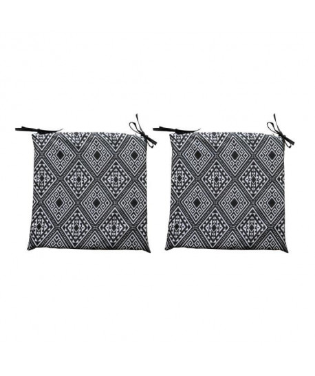 O\'CBO Lot de 2 galettes de chaises déhoussables CONFORT 38x38 cm  Noir