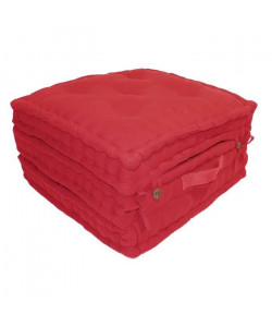 Coussin de sol 3 plis 100% coton 60x60x180 cm  Rouge