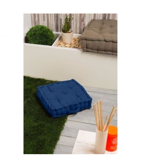 FINLANDEK Coussin de sol IMATRA, 100 % coton, bleu 40x40x10 cm