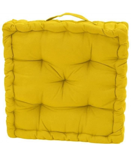 FINLANDEK Coussin de sol IMATRA, 100 % coton, jaune, 40x40x10 cm