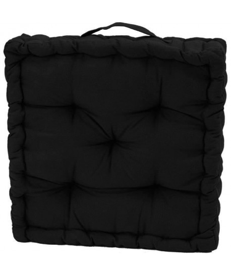 FINLANDEK Coussin de sol IMATRA, 100 % coton, noir, 40x40x10 cm