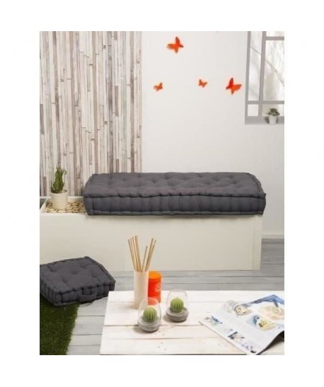 FINLANDEK Matelas de sol banquette Jämsä 100% coton, gris, 60x120x15cm