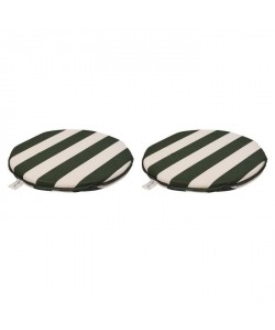 EZPELETA Set de 2 coussins de chaises rondes Sol  Ř 40 cm  Vert et blanc