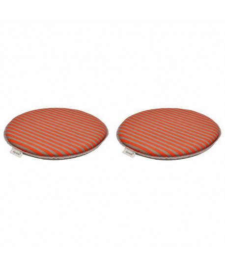 EZPELETA Set de 2 coussins de chaises rondes Sol  Ř 40 cm  Orange et gris