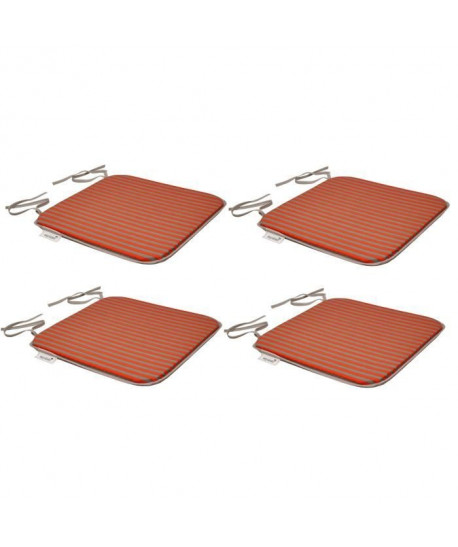 EZPELETA Set de 4 Coussins de chaises carrées Sol  40 x 40 cm  Orange et gris