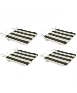 EZPELETA Set de 4 Coussins de chaises carrées Sol  40 x 40 cm  Vert et blanc