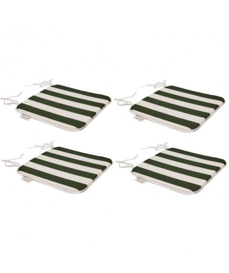 EZPELETA Set de 4 Coussins de chaises carrées Sol  40 x 40 cm  Vert et blanc