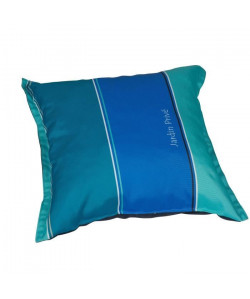 JARDIN PRIVE Coussin Déco a volant J\'ADORE Bleu 40x40x10cm