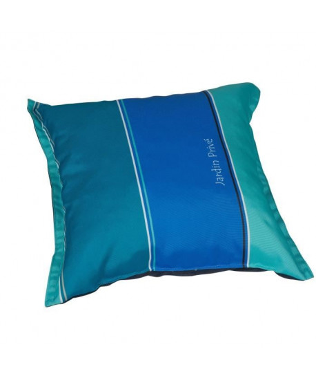 JARDIN PRIVE Coussin Déco a volant J\'ADORE Bleu 40x40x10cm