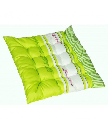 JARDIN PRIVE Assise de chaise ou fauteuil futon carrée Fouta  16 capitons  46x46x6 cm  Vert