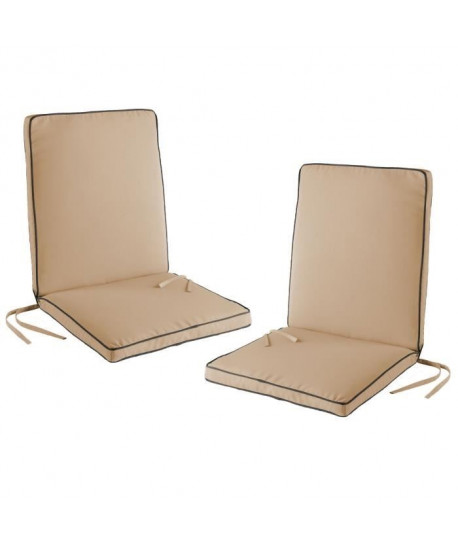 Lot de 2 Coussins de fauteuil déhoussables OUTDOOR 90x42x5 cm taupe & anthracite