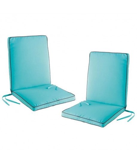 Lot de 2 Coussins de fauteuil déhoussables OUTDOOR 90x42x5 cm aqua & anthracite