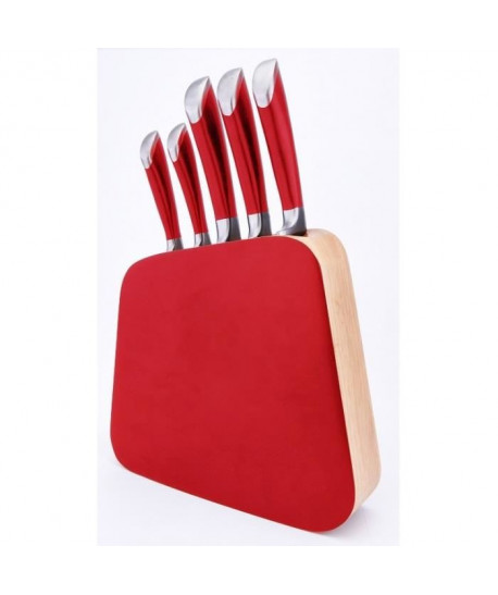 ARTHUR MARTIN Bloc de 6 couteaux  Rouge