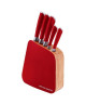 ARTHUR MARTIN Bloc de 6 couteaux  Rouge