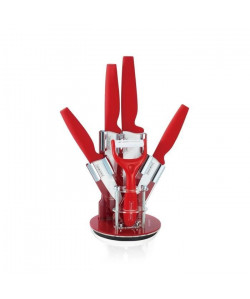 Royalty Line Set de 4 couteaux Céramique rouge avec support vertical
