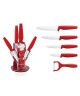 Royalty Line Set de 4 couteaux Céramique rouge avec support vertical