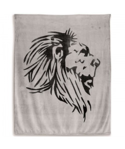 SOLEIL D\'OCRE Plaid LION 130x150 cm  Noir et gris