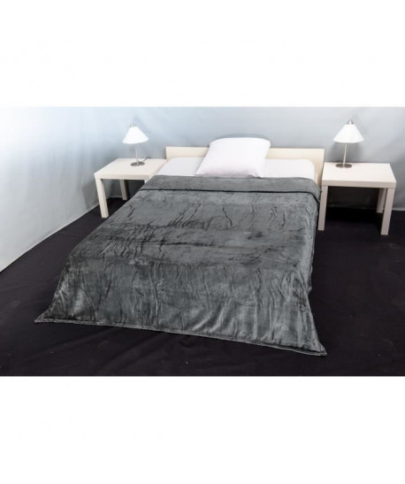 Couverture microfibre Grand Luxe 180x220 cm gris souris