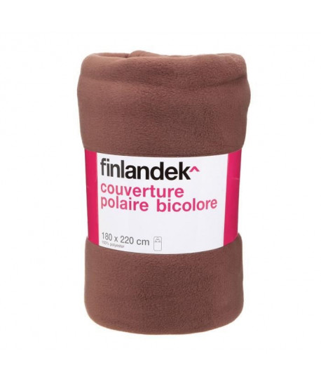 TOUT SIMPLEMENT Couverture polaire polyester  180x220 cm  Marron Chocolat / Rouge cerise