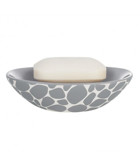 PEBBLE Porte savon  4x14x9,5cm  Gris et Blanc