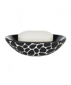 PEBBLE Porte savon  4x14x9,5cm  Noir et Blanc