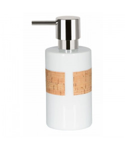 TUBE Distributeur de savon Porcelaine et Liege  16x7x7 cm  Blanc