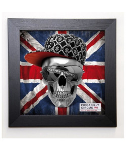 BLONDE ATTITUDE Image encadrée Skull Union Jack 37x37 cm Multicolore