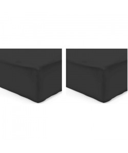 VISION Pack de 2 Draps Housse 100% coton 180x200 cm noir