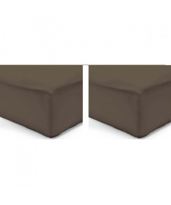 VISION Pack de 2 Draps Housse 100% coton 200x200 cm chocolat