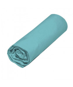 COTE DECO Drap housse TPR 100% coton 80x200 cm  Bleu turquoise
