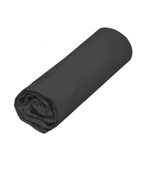 COTE DECO Drap housse TPR 100% coton 80x200 cm  Noir