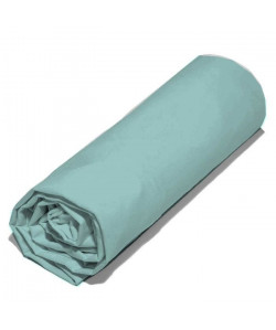 COTE DECO Lot de 2 draps housse 100% percale de coton  2x80x200x25 cm  Bleu céladon