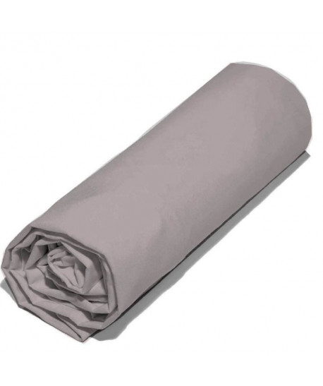 COTE DECO Lot de 2 draps housse 100% percale de coton  2x80x200x25 cm  Violet prune et lilas