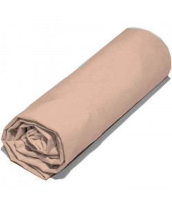 COTE DECO Drap housse 100% percale de coton  180x200x25 cm  Rose blush