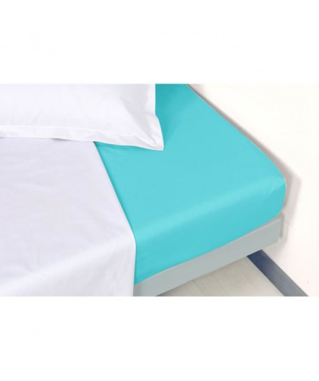 VENT DU SUD Drap housse Percale Manoir  Lagon  90x190x30 cm