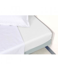 VENT DU SUD Drap housse MANOIR 100% coton percale  160x200 cm  Blanc neige