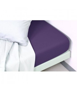 VENT DU SUD Drap housse PALACE en coton lavé  160x200 cm  Violet prune