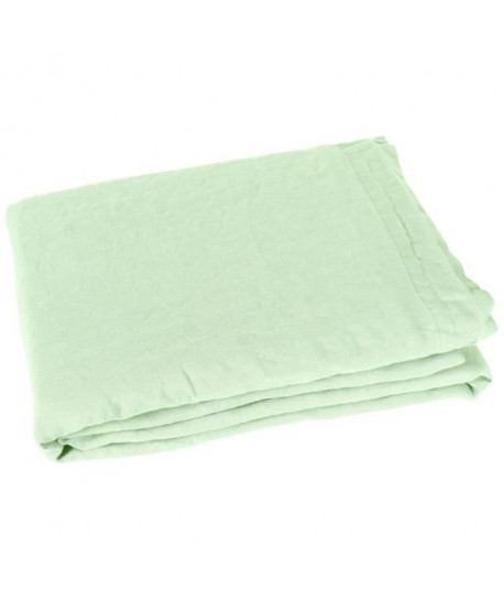 VENT DU SUD Drap plat SONATE en lin lavé  270x300 cm  Vert tilleul