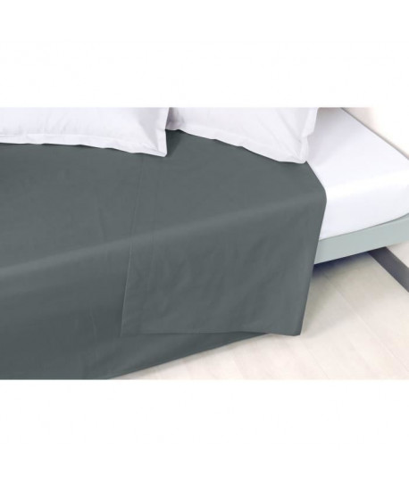 VENT DU SUD Drap plat Percale Manoir  Ardoise  180x290cm