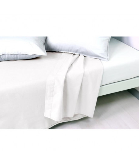 VENT DU SUD Drap plat PALACE en coton lavé  270x300 cm  Blanc neige