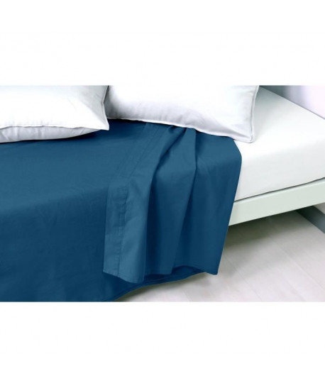 VENT DU SUD Drap plat PALACE en coton lavé  270x300 cm  Bleu marine