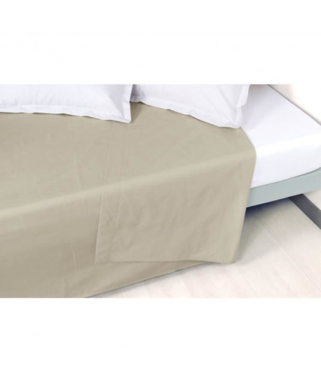 VENT DU SUD Drap plat Percale Manoir  Ficelle  240x300 cm