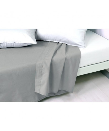 VENT DU SUD Drap plat PALACE 100% coton  270x300 cm  Gris acier