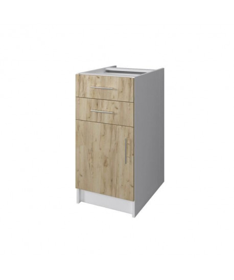 OBI Meuble bas de cuisine L 40 cm  Décor chene doré et blanc