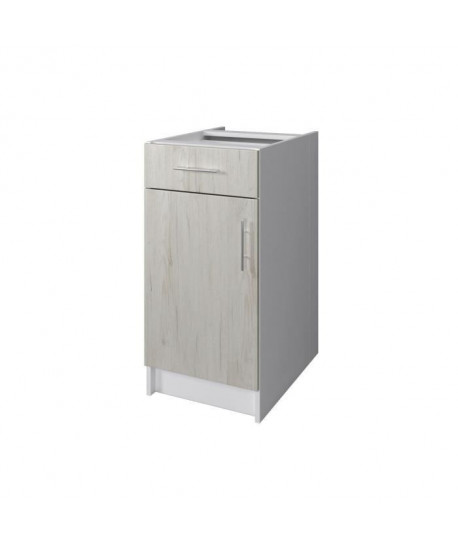 OBI Meuble bas de cuisine L 40 cm  Décor chene Sanremo et blanc