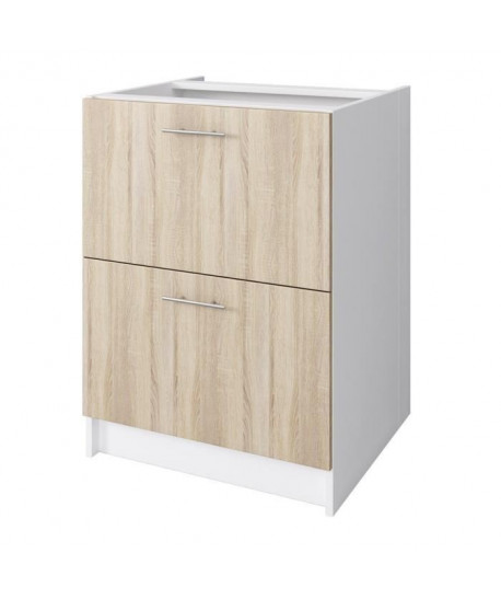 OBI Meuble bas casserolier L 60 cm  Décor chene clair