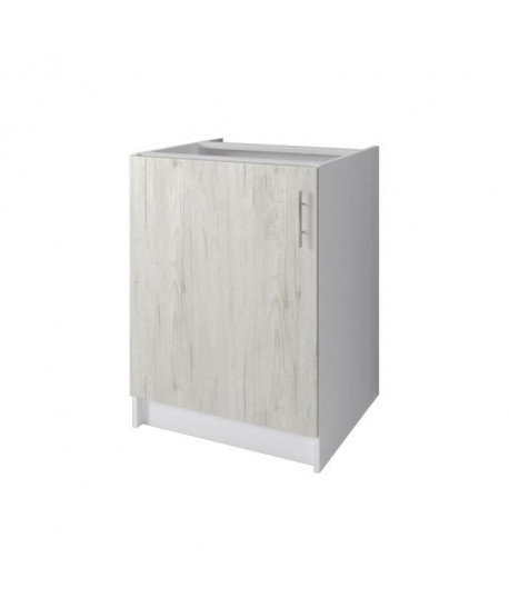 OBI Meuble bas de cuisine L 60 cm  Décor chene Sanremo et blanc